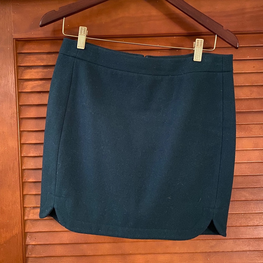 Jade green wool mini skirt